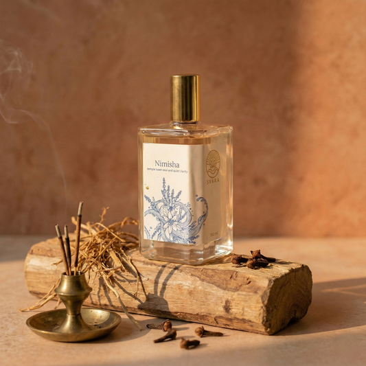 Best perfume for yoga and meditation India – Svara Nimisha mindfulness fragrance with sacred botanicals
