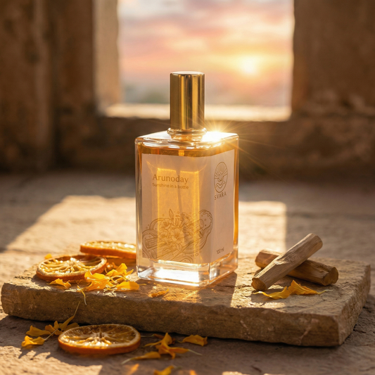 Clean beauty fragrance India – Svara Arunodya chemical free perfume with Indian botanicals