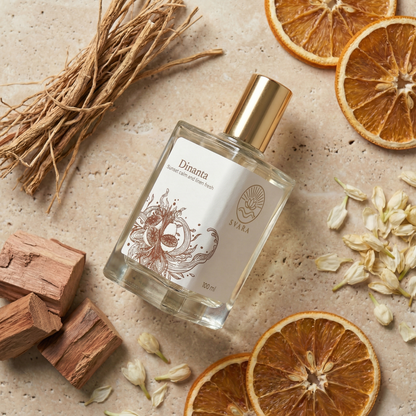 Dinanta alcohol free perfume India – citrus and musky natural fragrance with bergamot and vetiver by Svara