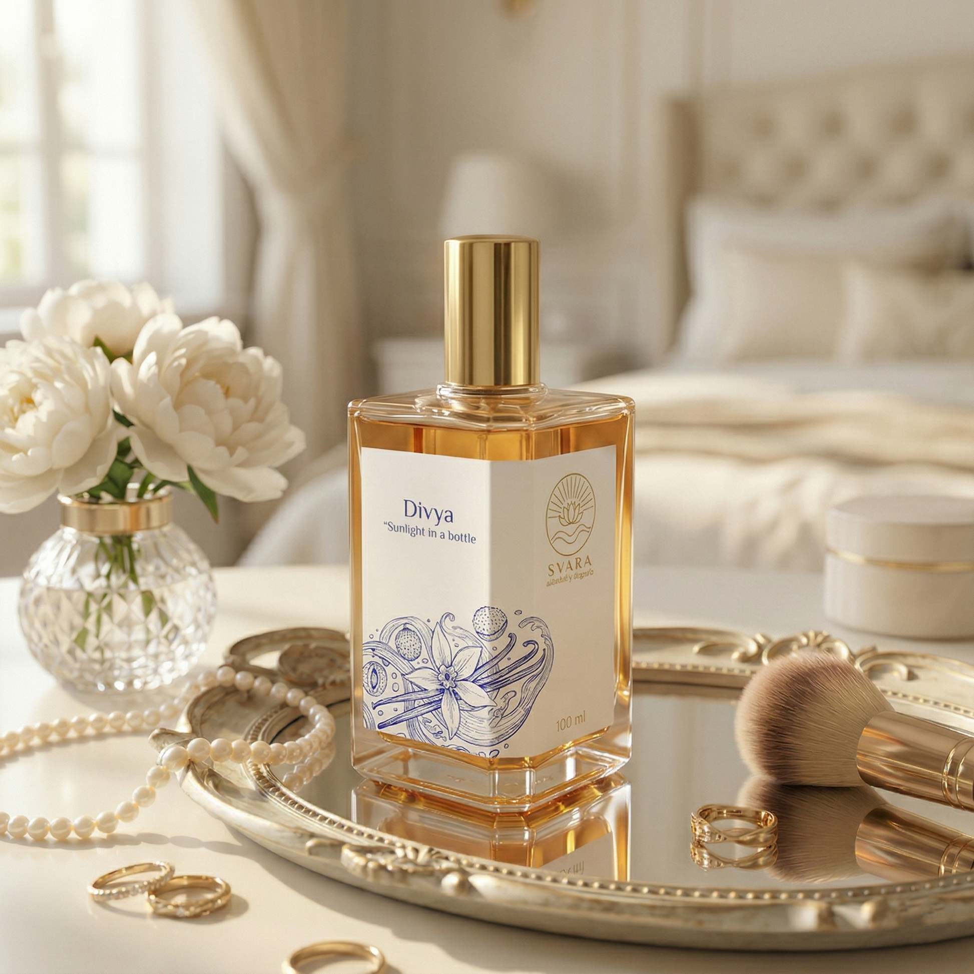 Divya skin safe perfume India – chemical free lychee vanilla formula gentle on sensitive skin by Svara