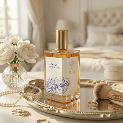 Divya skin safe perfume India – chemical free lychee vanilla formula gentle on sensitive skin by Svara