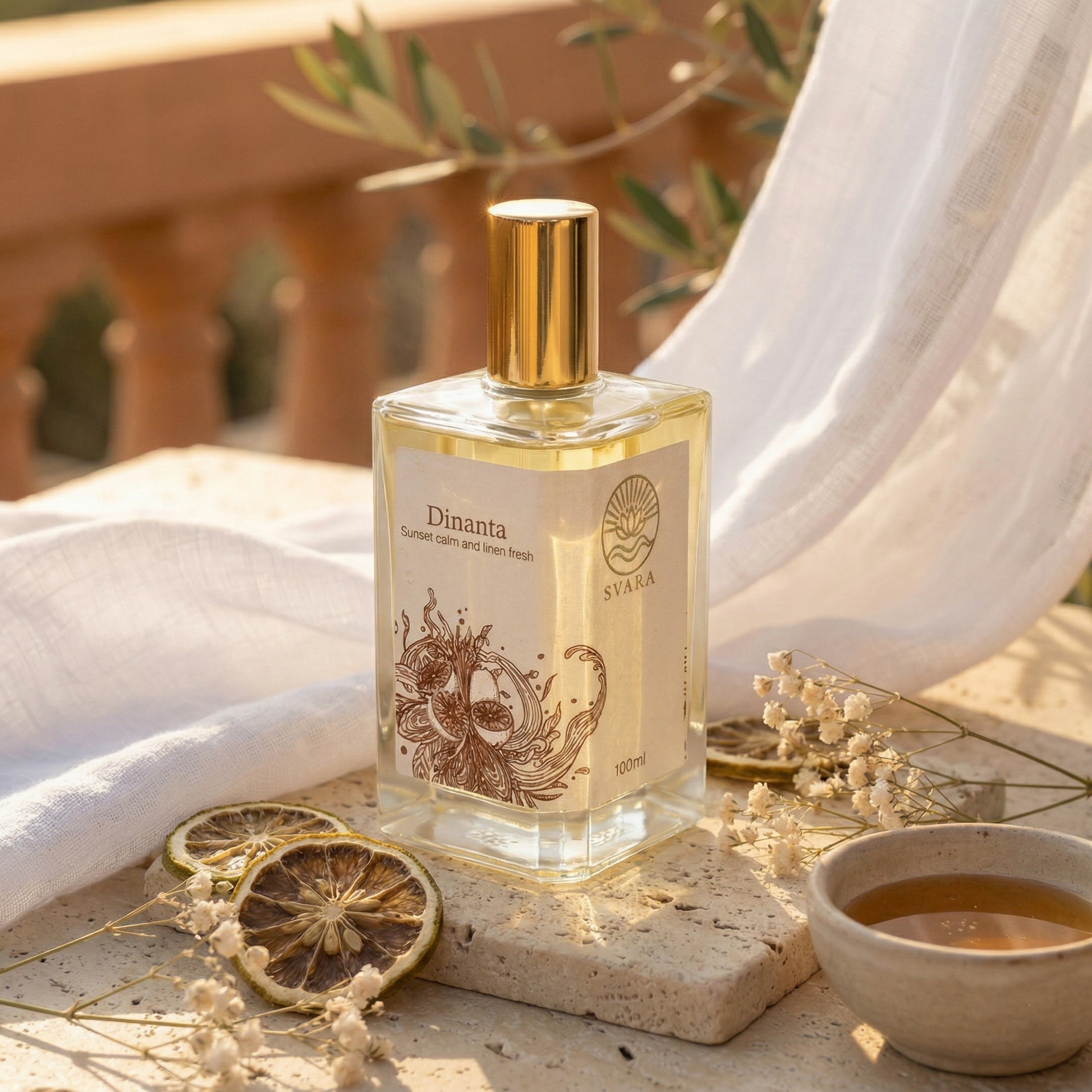 Long lasting perfume for sensitive skin India – Svara Dinanta chemical free citrus musk formula