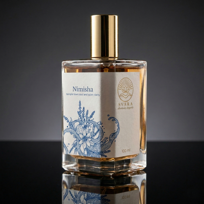Svara Nimisha aromatherapy perfume India – eucalyptus neroli and basil calming botanical fragrance