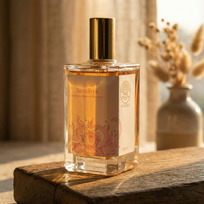 Long lasting perfume for sensitive skin India – Svara Sandhya oil based floral formula alcohol free