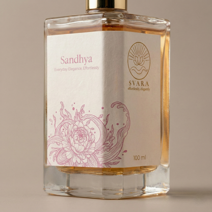 Svara Sandhya stress relief perfume India – balanced floral musk formula for calm daily ritual