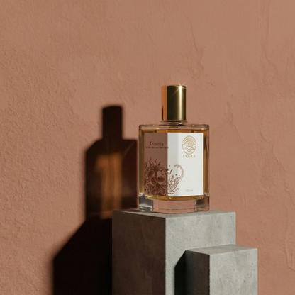 Dinanta functional fragrance India – vetiver cedarwood and musk oil based perfume by Svara