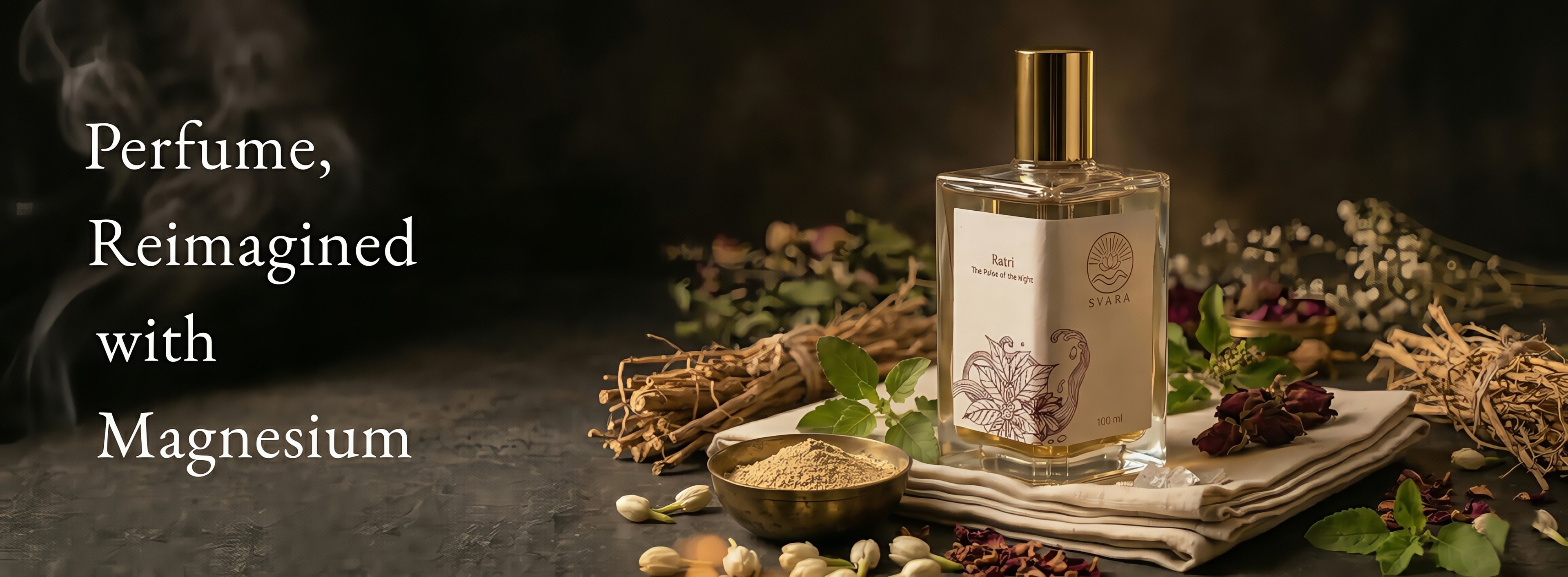 Svara magnesium infused wellness perfume India – alcohol free natural fragrance for stress relief and calm