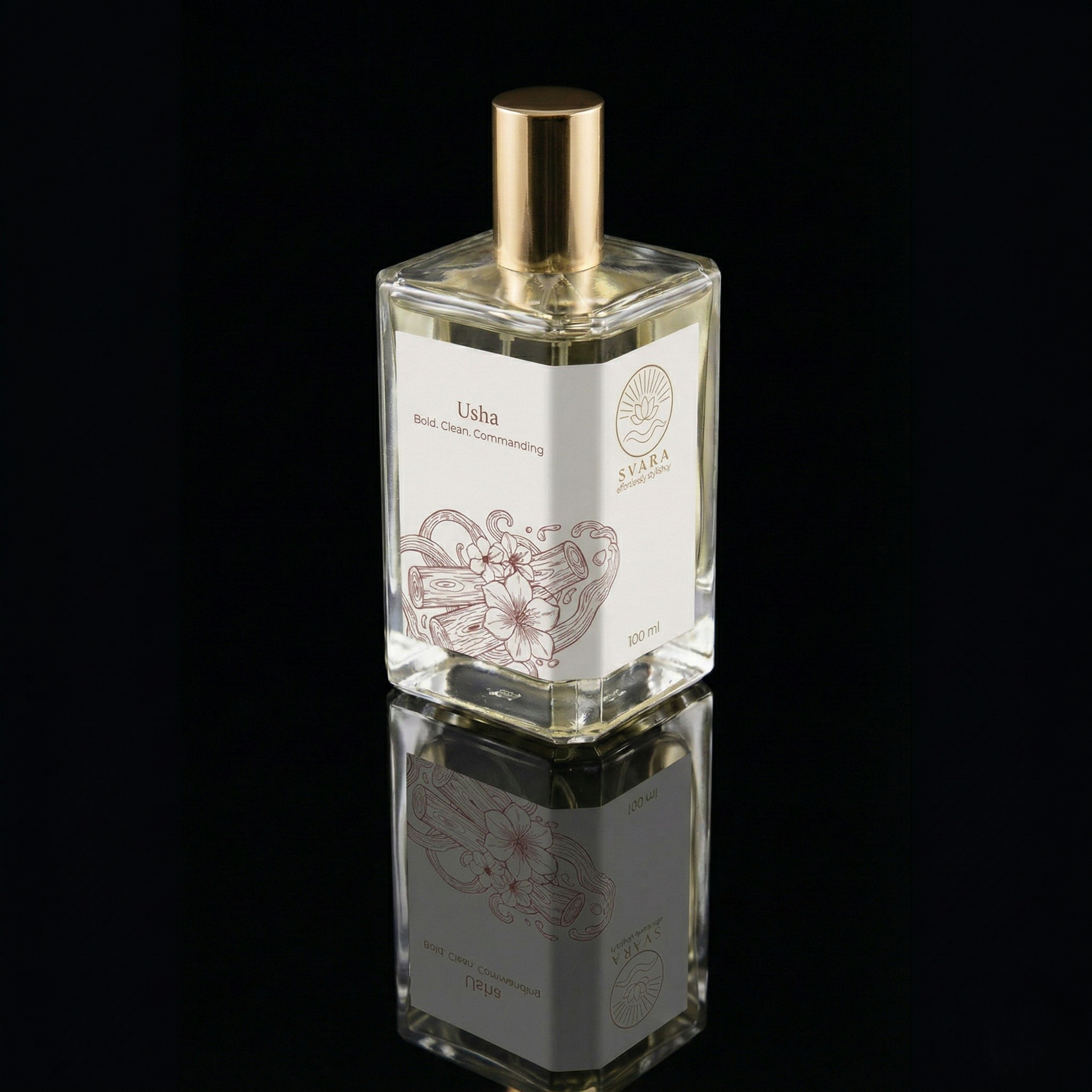 Svara Usha alcohol free perfume India – crisp metallic clean musk and leather chemical free fragrance