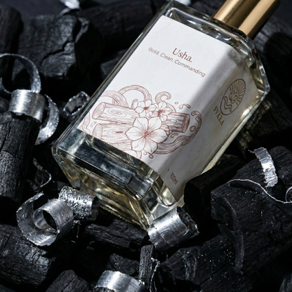 Svara Usha magnesium infused wellness perfume bottle – alcohol free white musk and smoky woods fragrance India