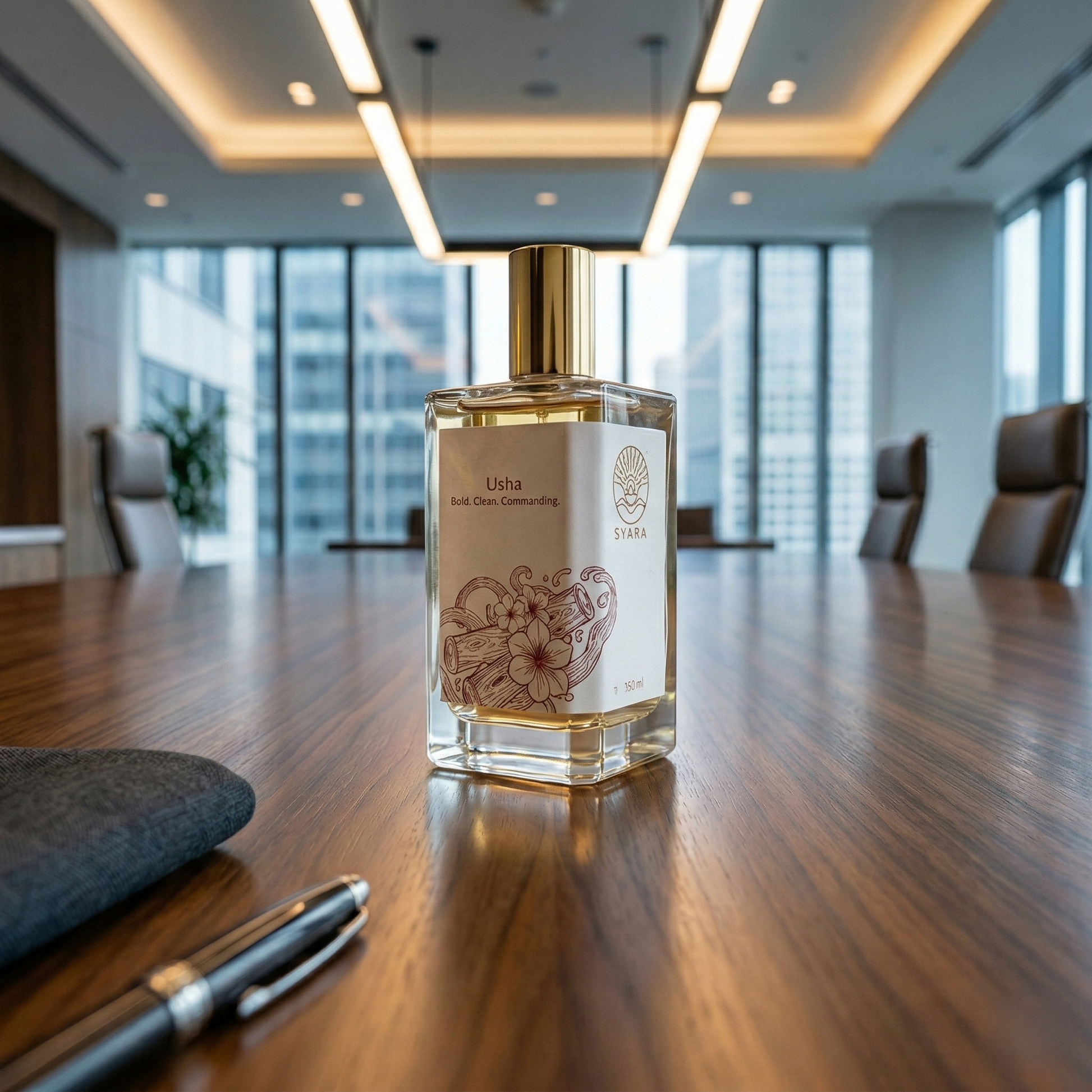 Usha functional fragrance India – powerful white musk leather and smoky woods wellness perfume by Svara